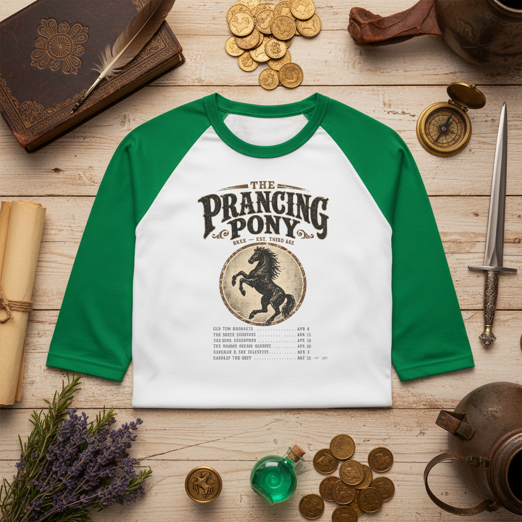 Prancing Pony Raglan Shirt — Vintage Middle-Earth Concert Tee