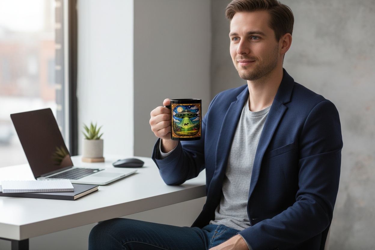 UFO Cow Abduction Mug | Funny Alien Cow Coffee Cup
