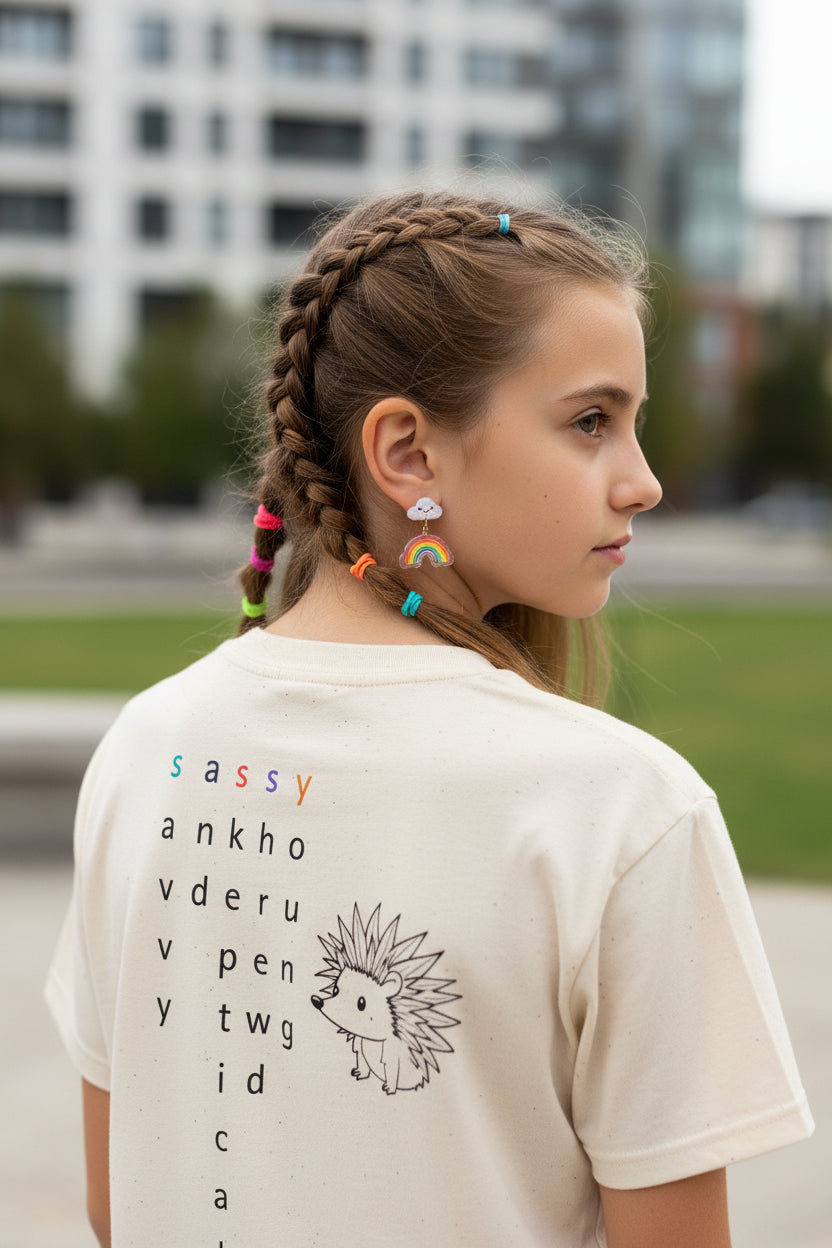 Sassy hedgehog Tee — Minimal Cute Graphic T-Shirt - Mutantur Labs LLC