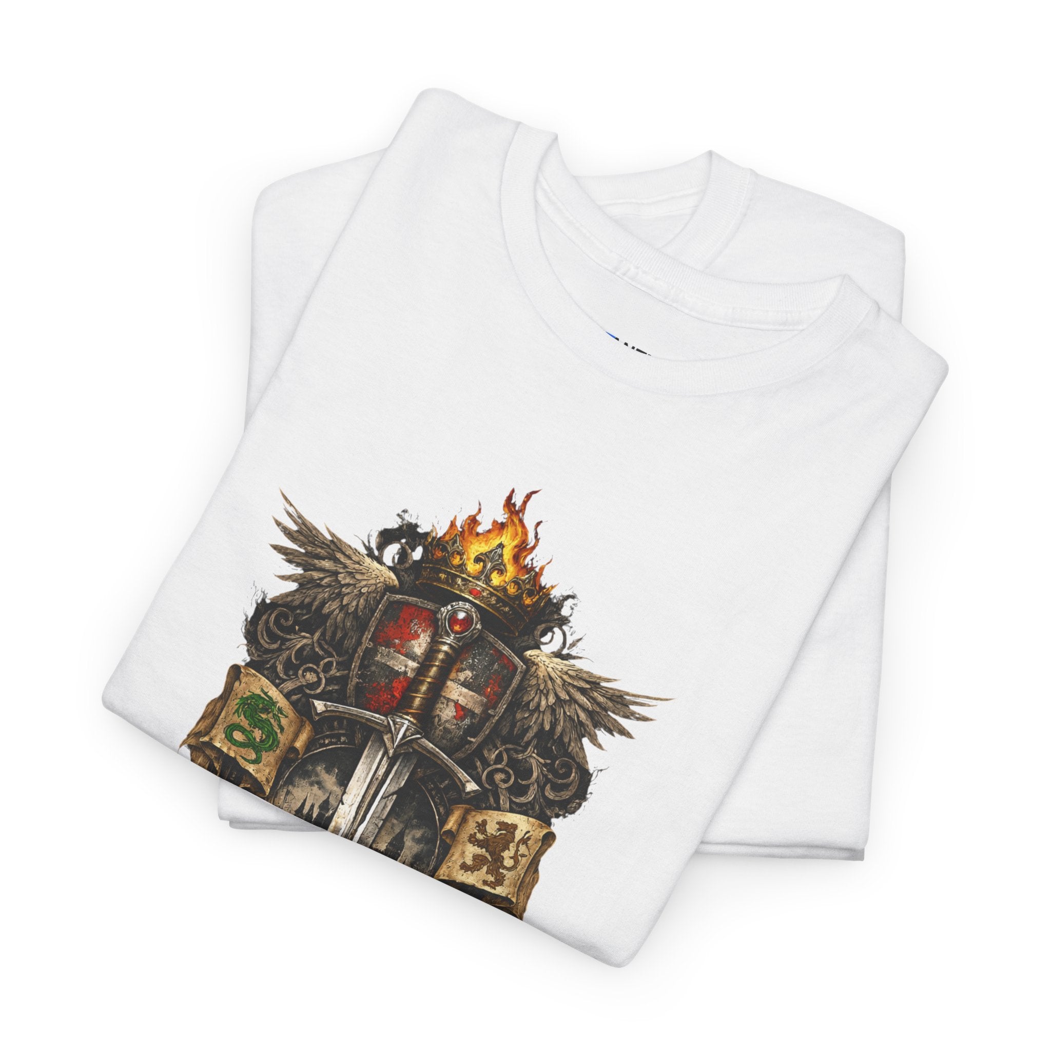Medieval Sword & Shield T-Shirt — Fantasy Knight Crest Tee - Mutantur Labs LLC