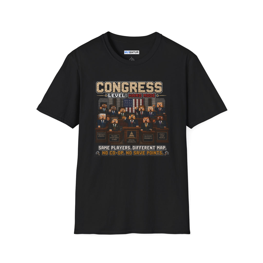 Congress Level: Hard Mode T-Shirt — Retro Pixel Political Game Tee