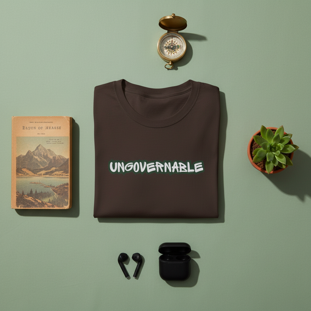 Ungovernable bold streetwear graphic tee, detail shot