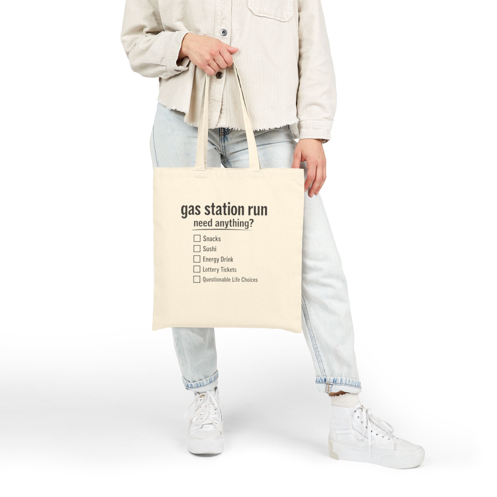 Gas Station Run Checklist Tote Bag | Funny Canvas Shopping Bag - Mutantur Labs LLC