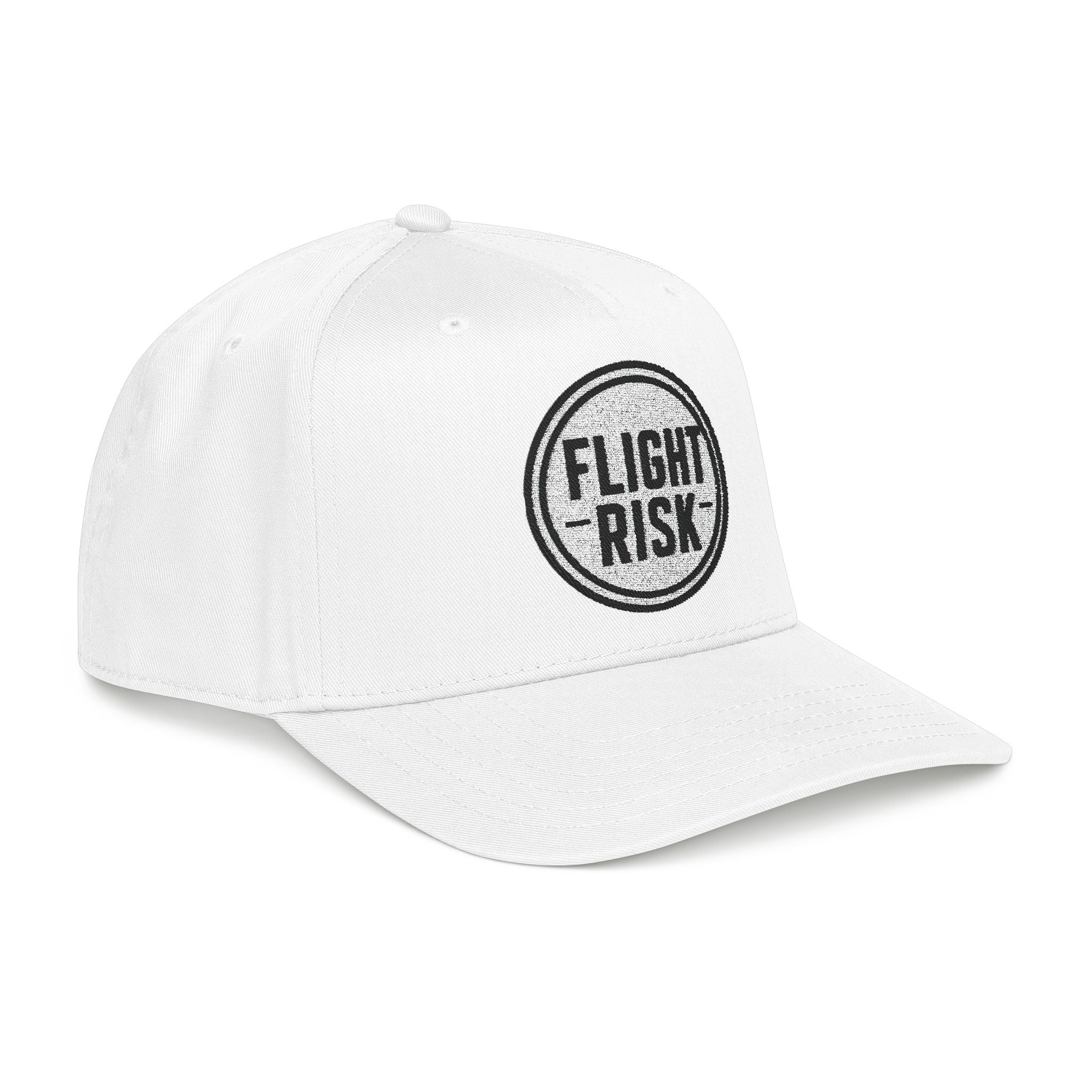 FLIGHT RISK Embroidered Mid Profile Baseball Cap | Funny Travel Hat | Aviation Humor Dad Cap | Minimalist Adventure Snapback | Gift for Frequent Flyers