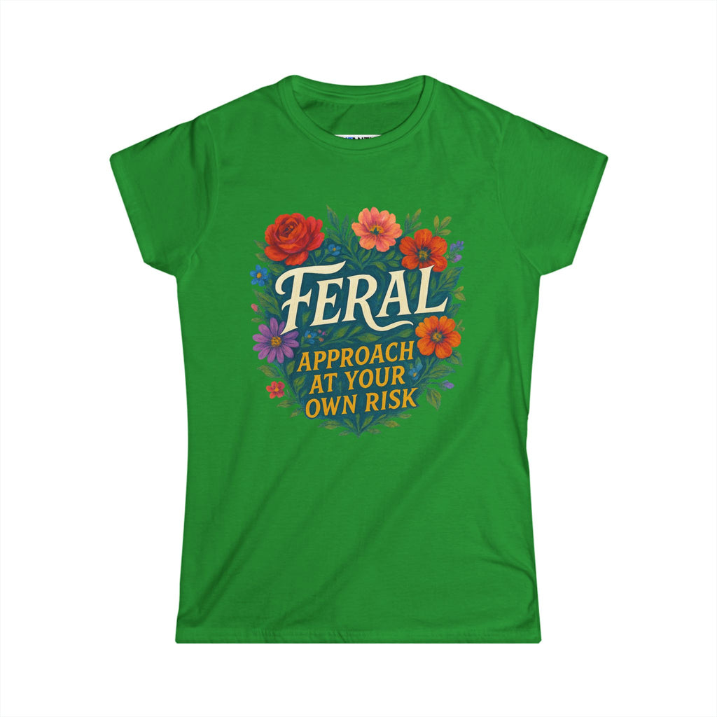 Feral Approach At Your Own Risk tee | Floral badge design - Mutantur Labs LLC