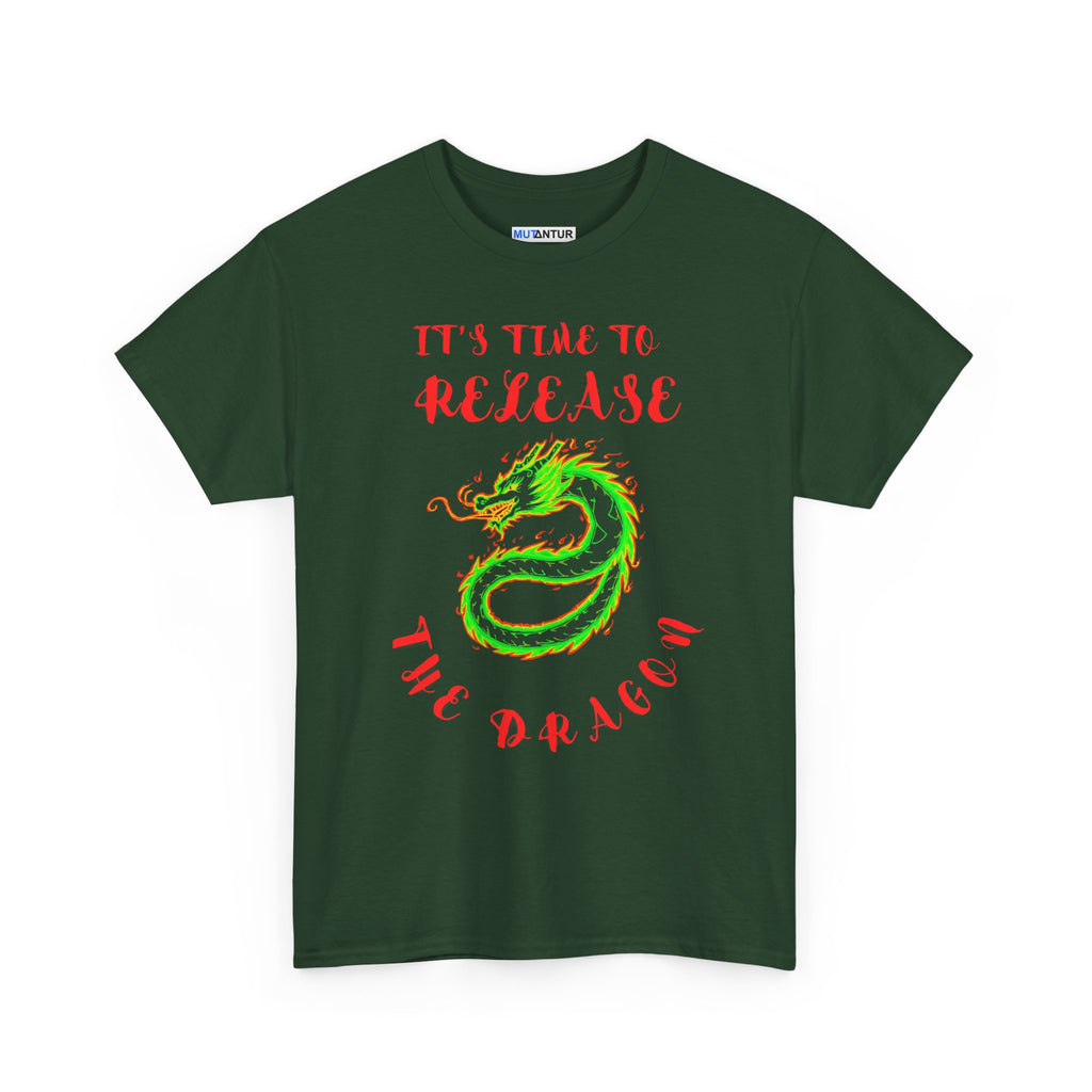 Release the Dragon T-Shirt | Green Dragon Illustration, Retro Script - Mutantur Labs LLC
