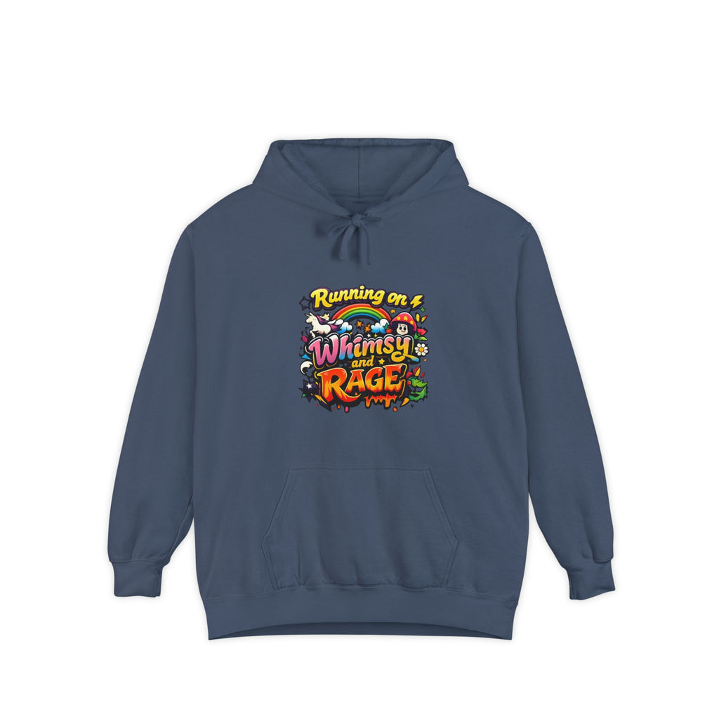 Hoodie — "Running on a Whimsy and Rage" Colorful Graphic Pullover