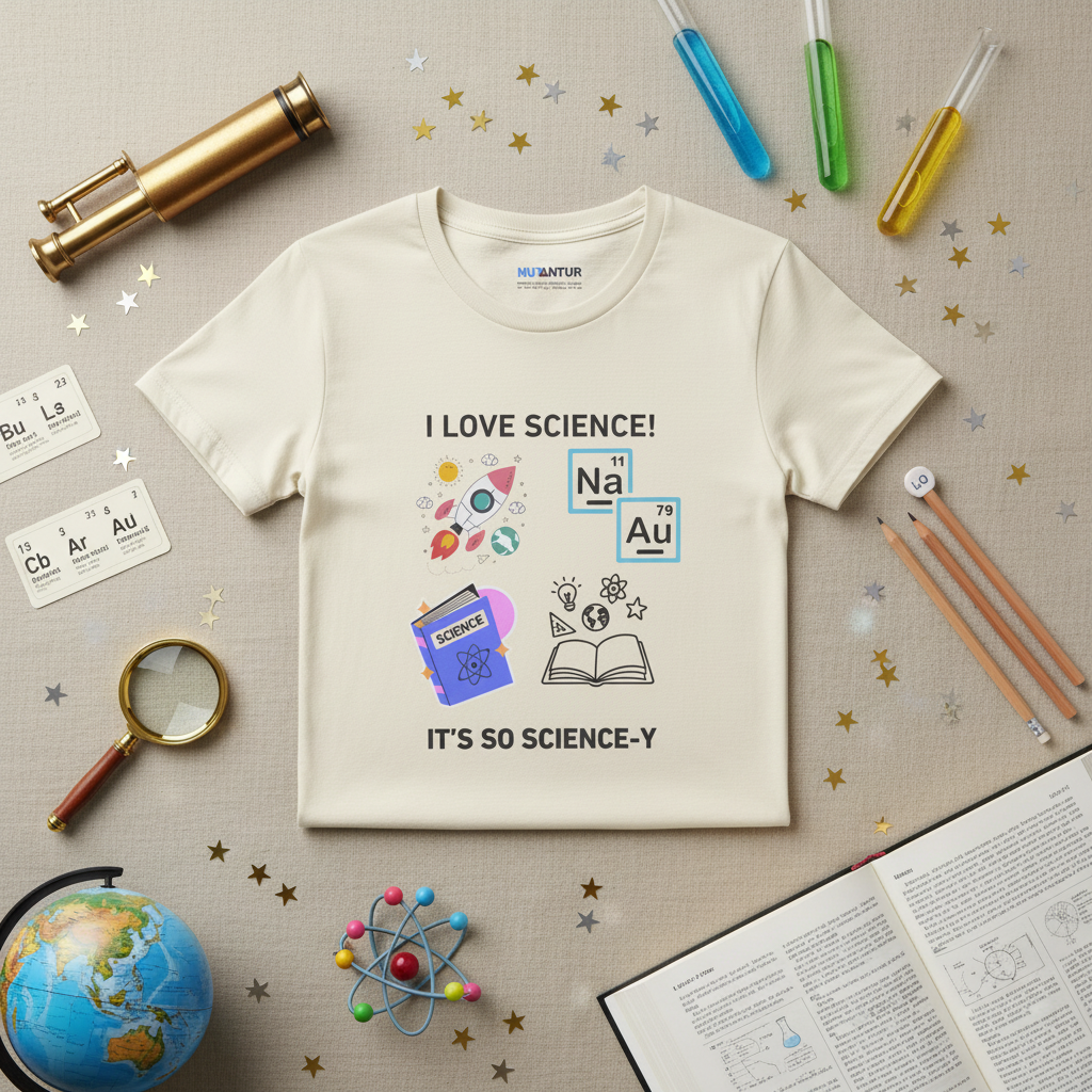 I Love Science funny graphic tee, product shot