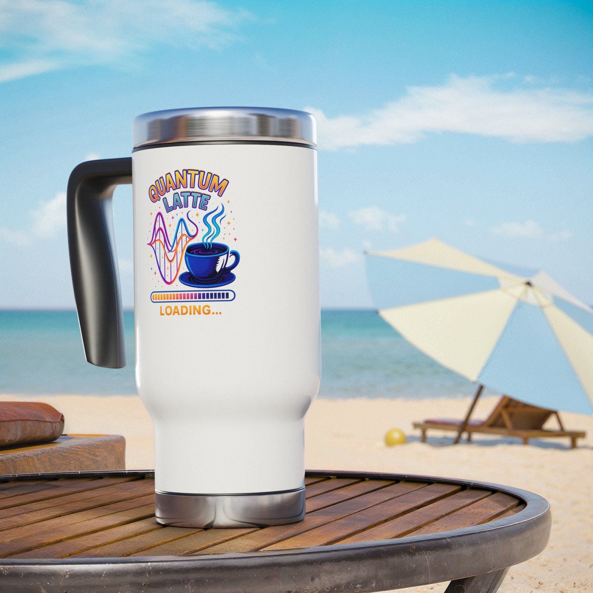 Quantum Latte Loading Travel Mug — 14oz Stainless Steel Coffee Tumbler - Mutantur Labs LLC