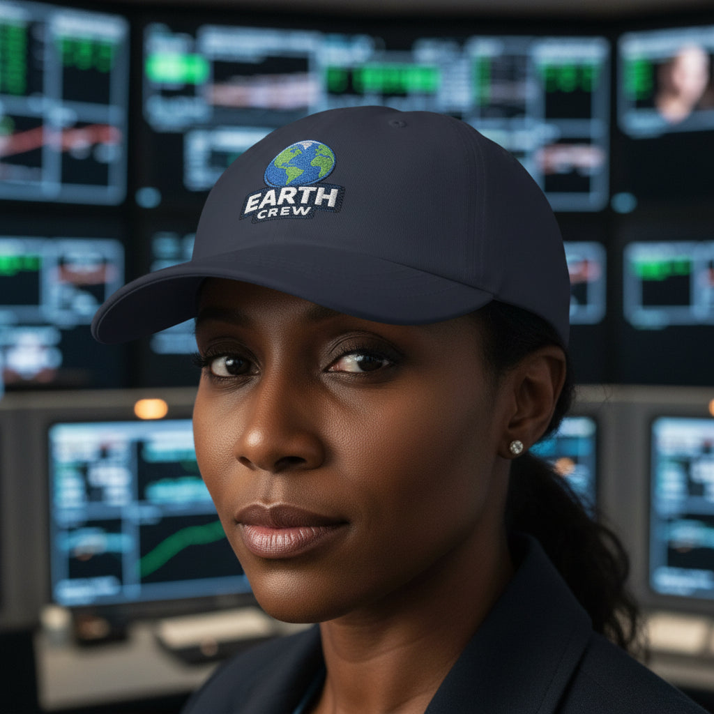 Earth Crew Dad Cap – Embroidered Globe Baseball Hat - Mutantur Labs LLC
