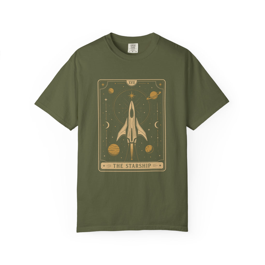 Starship Tarot Graphic T-Shirt — "The Starship" Vintage Space Tee - Mutantur Labs LLC