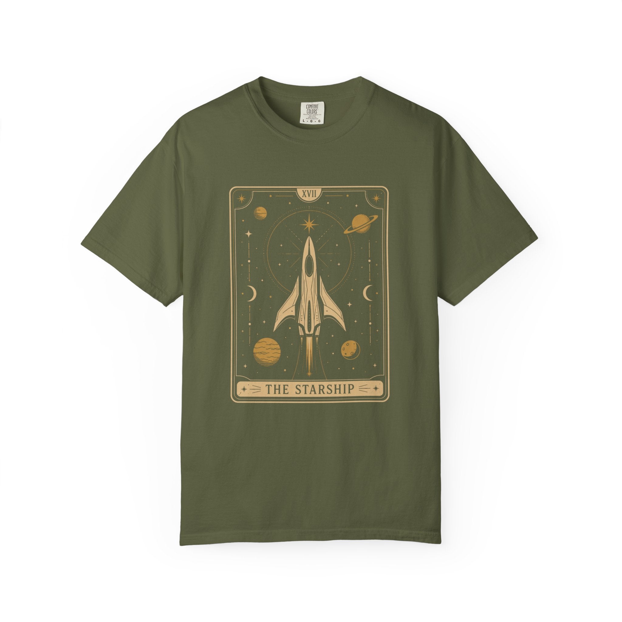 Starship Tarot Graphic T-Shirt — "The Starship" Vintage Space Tee - Mutantur Labs LLC