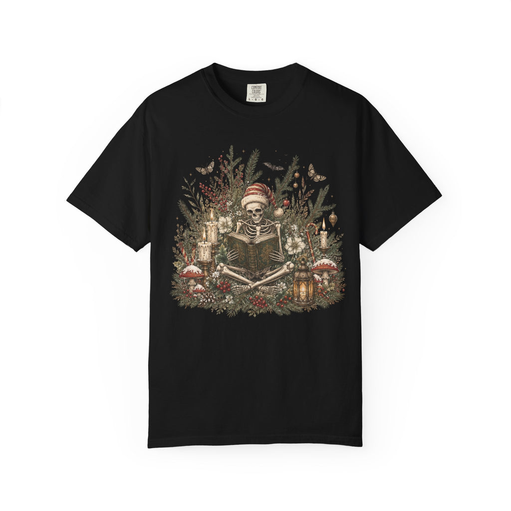 Skeleton Santa Holiday T-Shirt — Festive Gothic Christmas Comfort Colors Tee