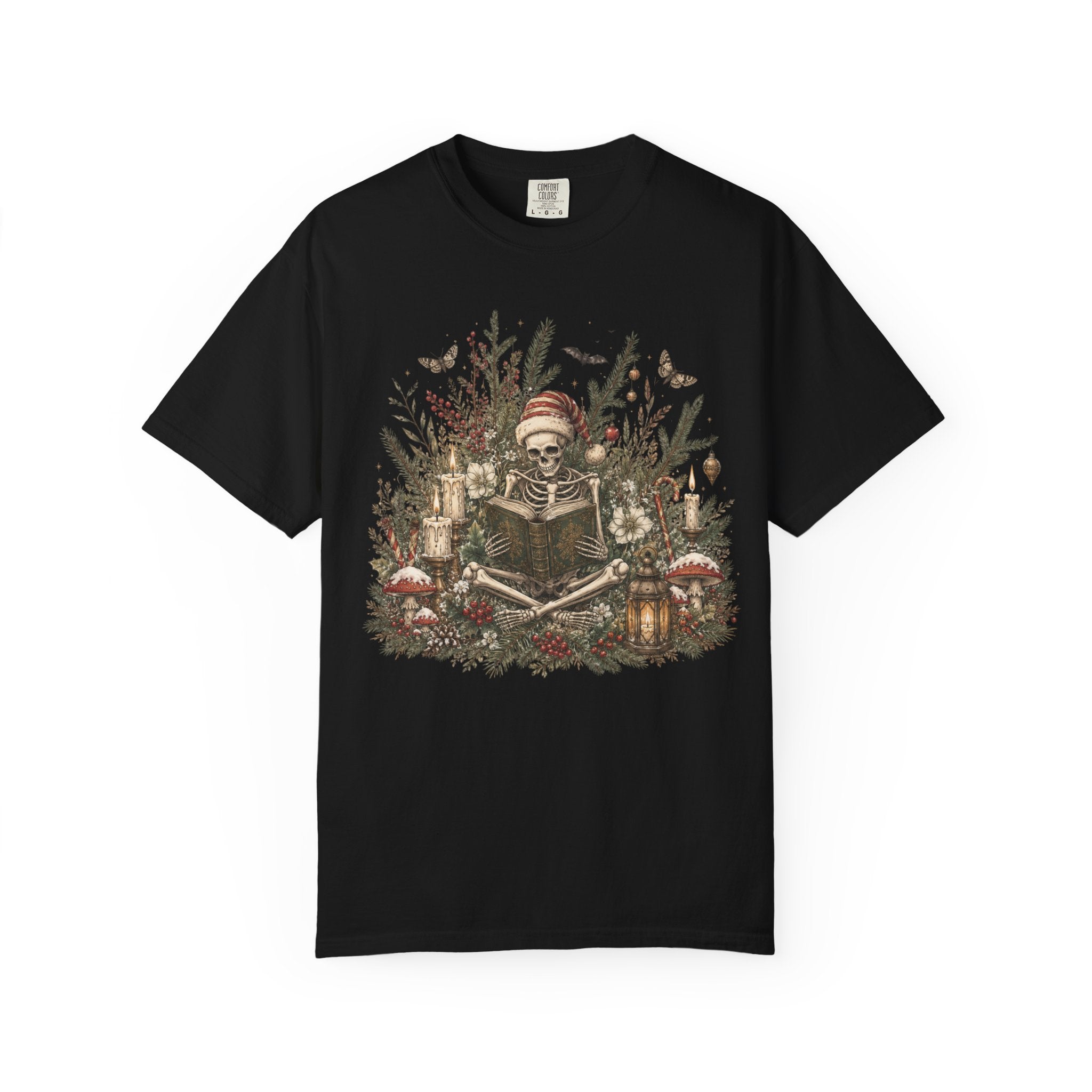 Skeleton Santa Holiday T-Shirt — Festive Gothic Christmas Comfort Colors Tee