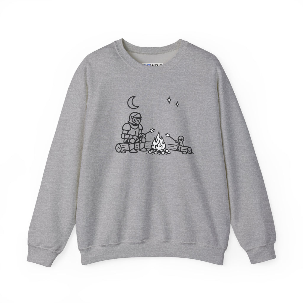 Camping Knight and Alien Crewneck Sweatshirt - Mutantur Labs LLC
