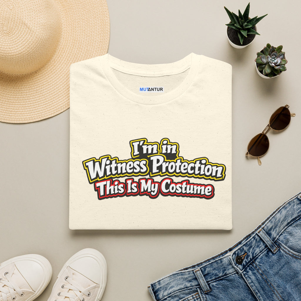 Witness Protection Costume T-Shirt — "I'm in Witness Protection This Is My Costume" Funny Halloween Graphic Tee