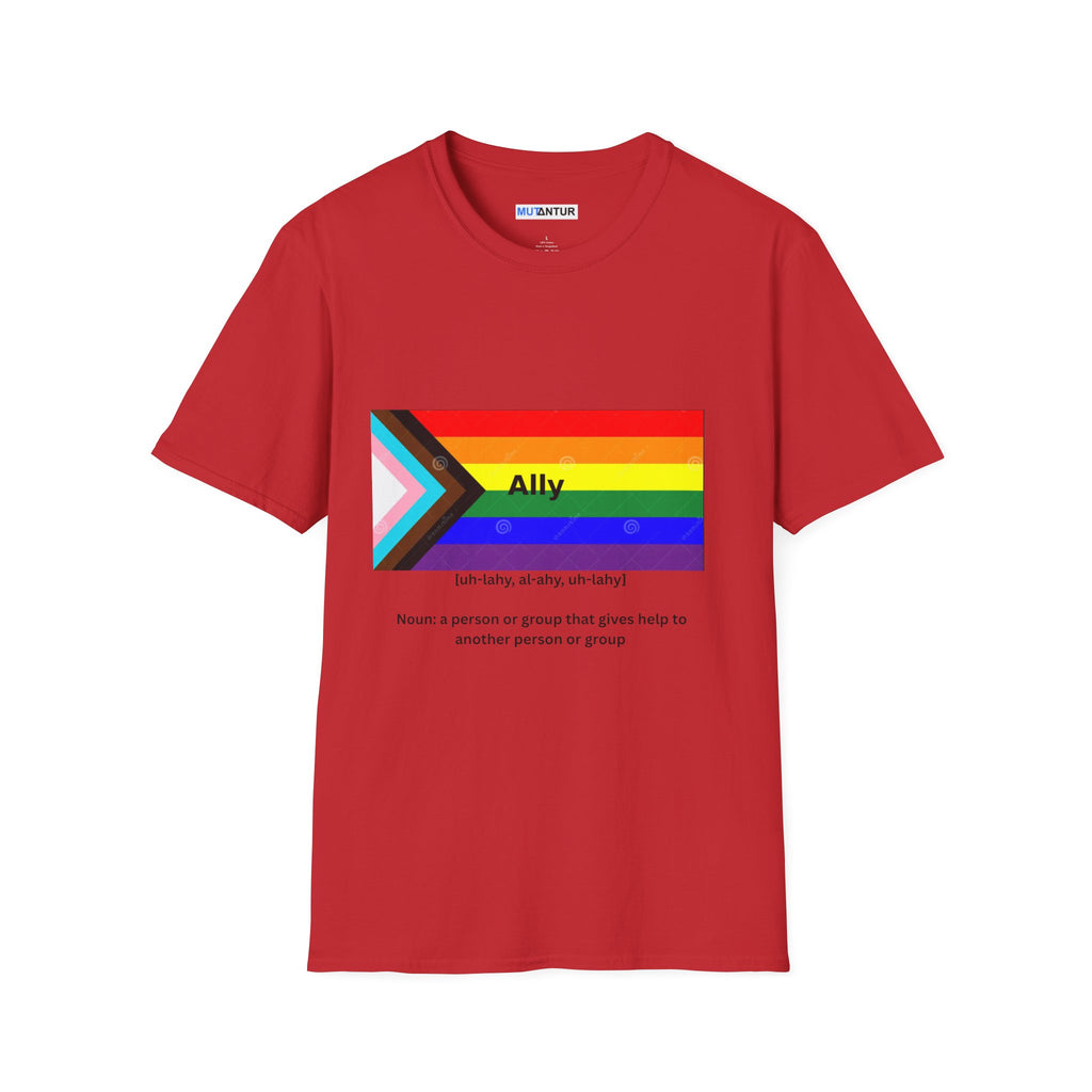 Pride Ally T-Shirt – Colorful LGBTQ+ Ally Graphic Unisex Softstyle Tee - Mutantur Labs LLC