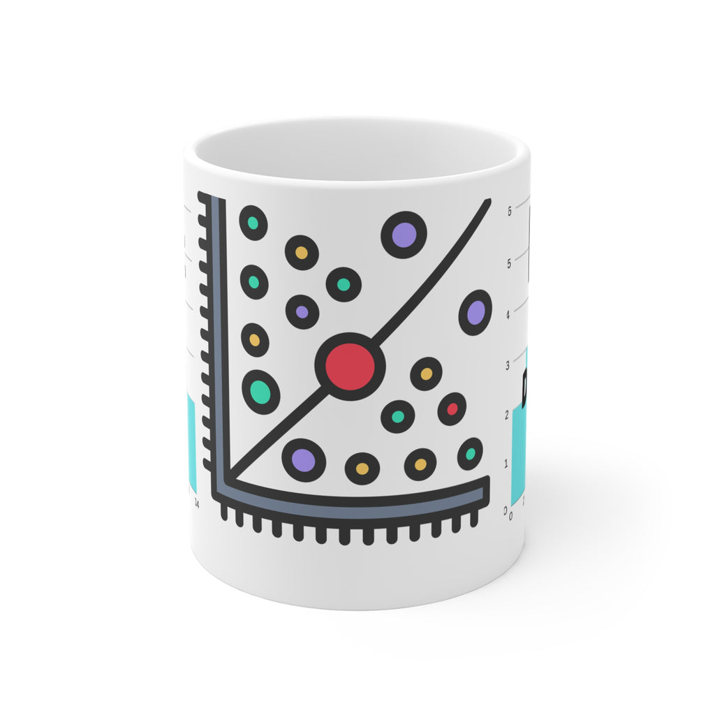 Nerds Do It With Data Mug Scatterplot and Bar Chart Design 11 oz coffee cup - Mutantur Labs LLC