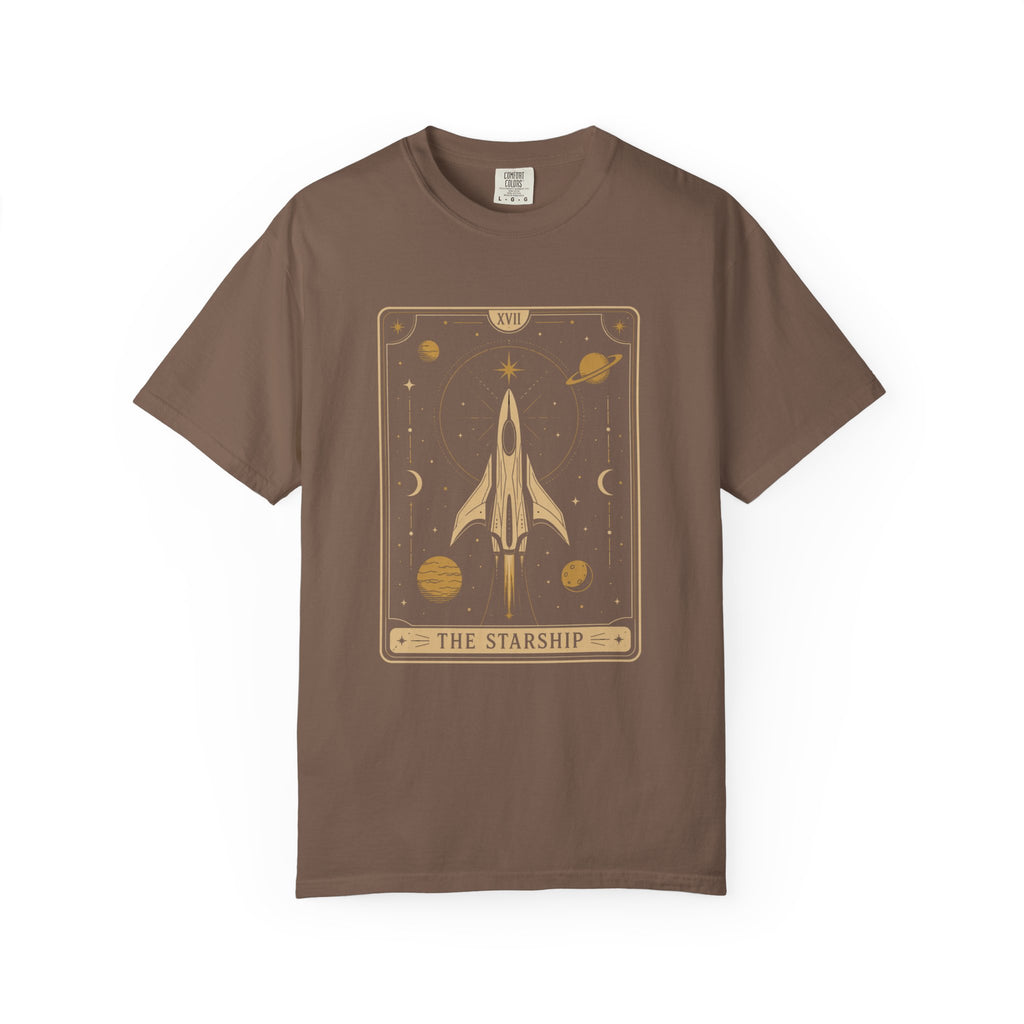 Starship Tarot Graphic T-Shirt — "The Starship" Vintage Space Tee - Mutantur Labs LLC