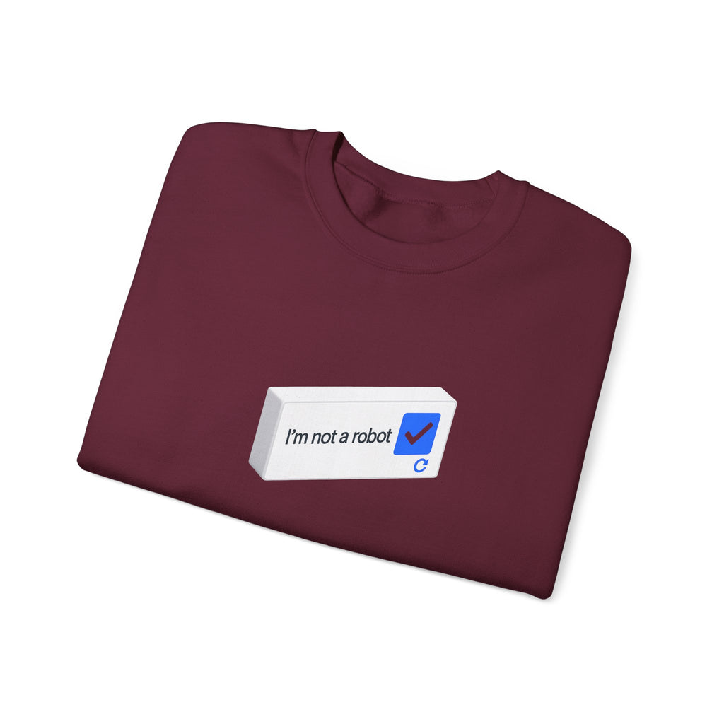 I'm Not a Robot checkbox graphic Sweatshirt | CAPTCHA humor - Mutantur Labs LLC