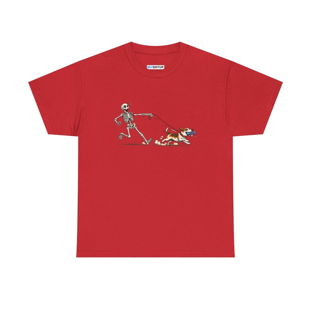 Skeleton Walking Dog T-Shirt | Funny Halloween Pet Graphic Tee - Mutantur Labs LLC