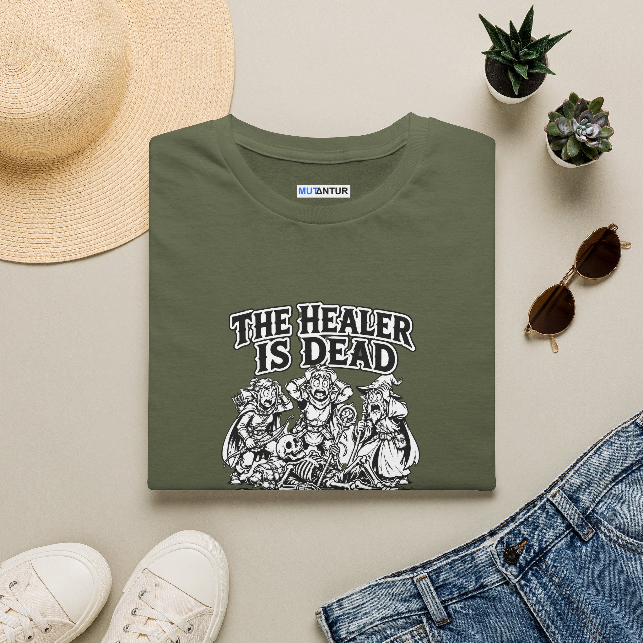 T-Shirt — "The Healer Is Dead" RPG Party Tee (Good Luck Everyone)