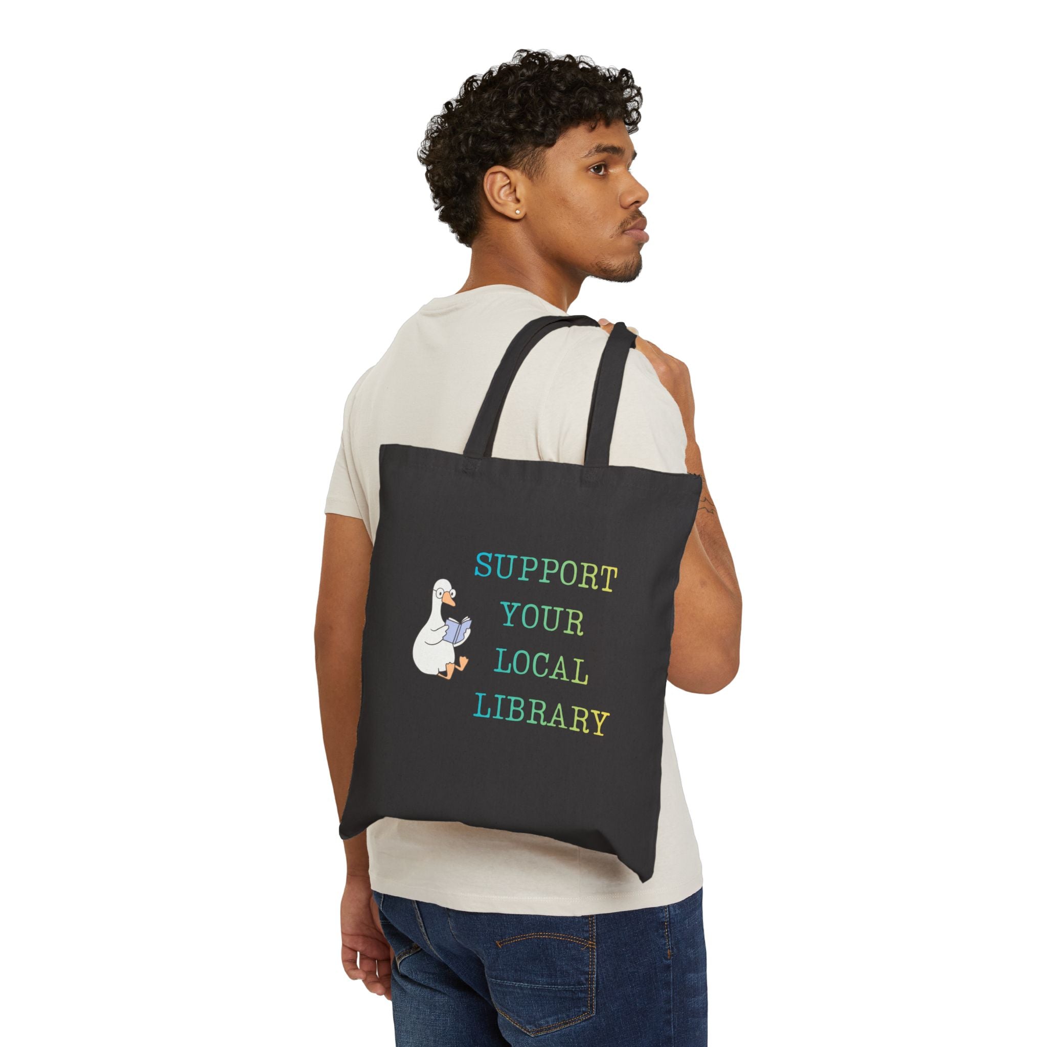 Support Your Local Library Canvas Book Tote Bag - Mutantur Labs LLC