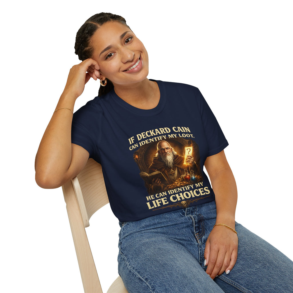 If Deckard Cain Can Identify My Loot, He Can Identify My Life Choices" Diablo RPG Gamer Tee - Mutantur Labs LLC