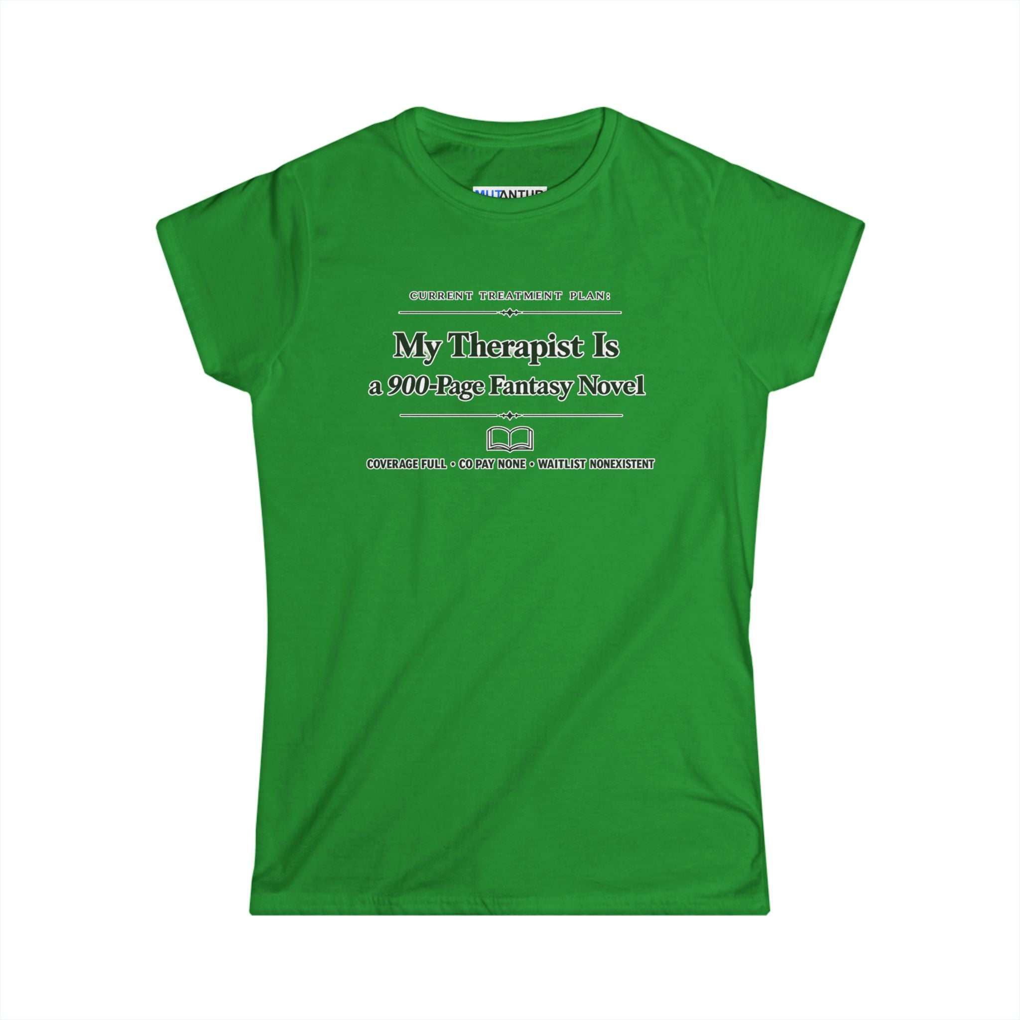 My Therapist Is a 900-Page Fantasy Novel T-Shirt — Funny Book Lover Tee for Readers & Bookworms
