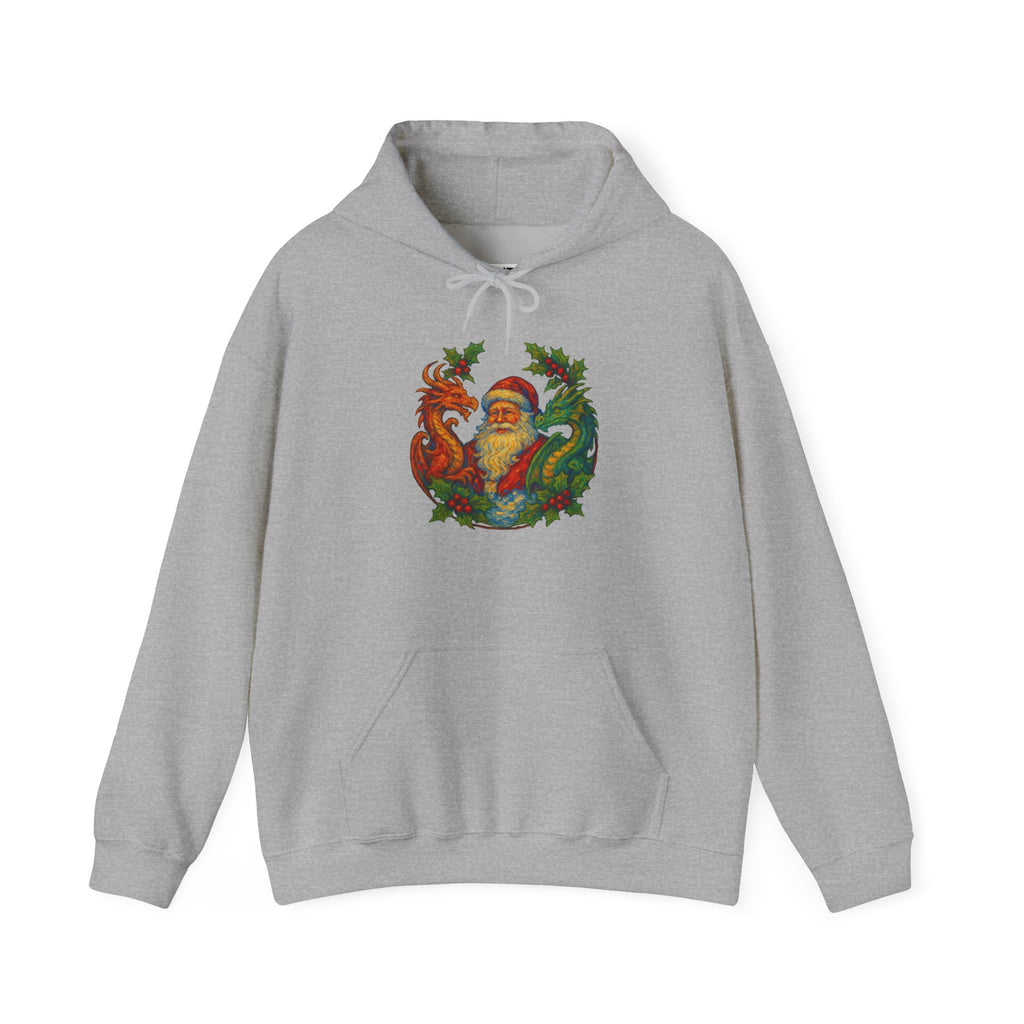 Vintage Santa Dragon Wreath Hoodie | Christmas Holiday Sweatshirt