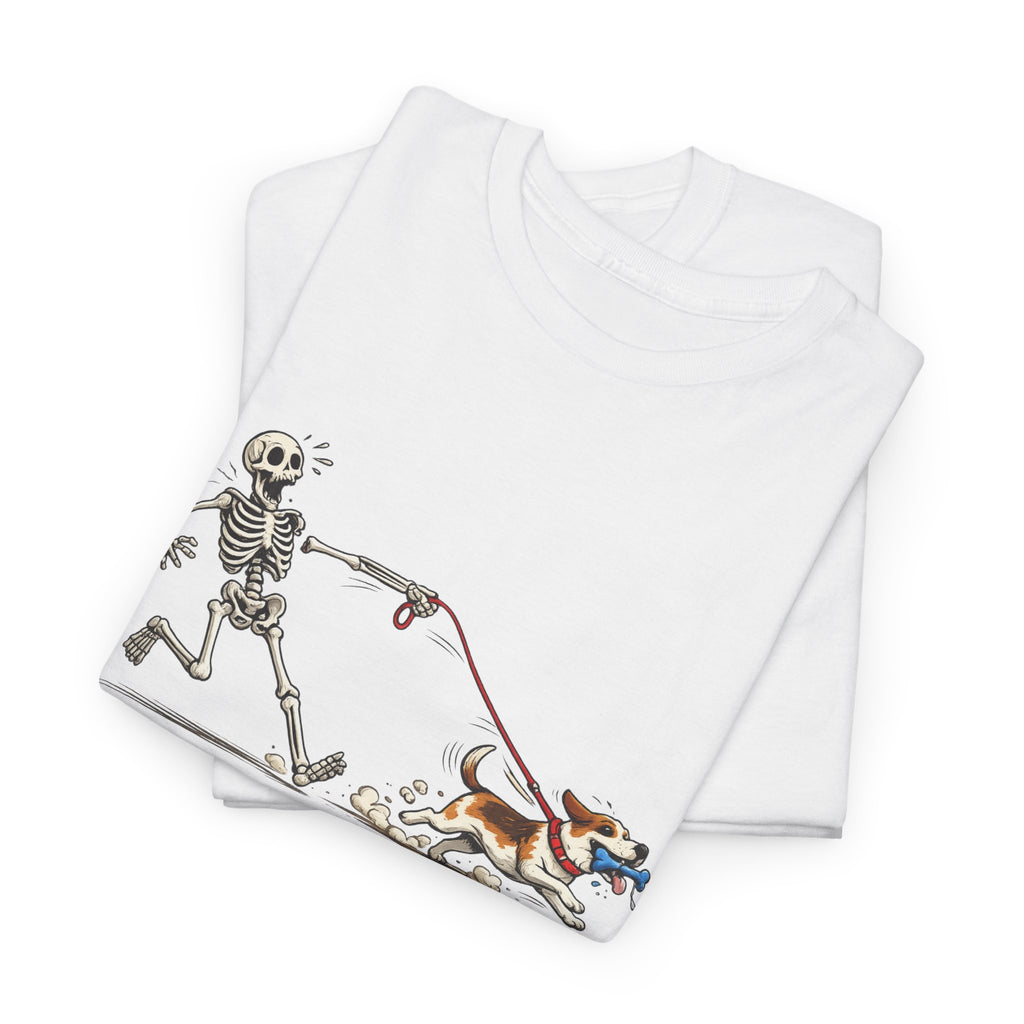 Skeleton Walking Dog T-Shirt | Funny Halloween Pet Graphic Tee - Mutantur Labs LLC