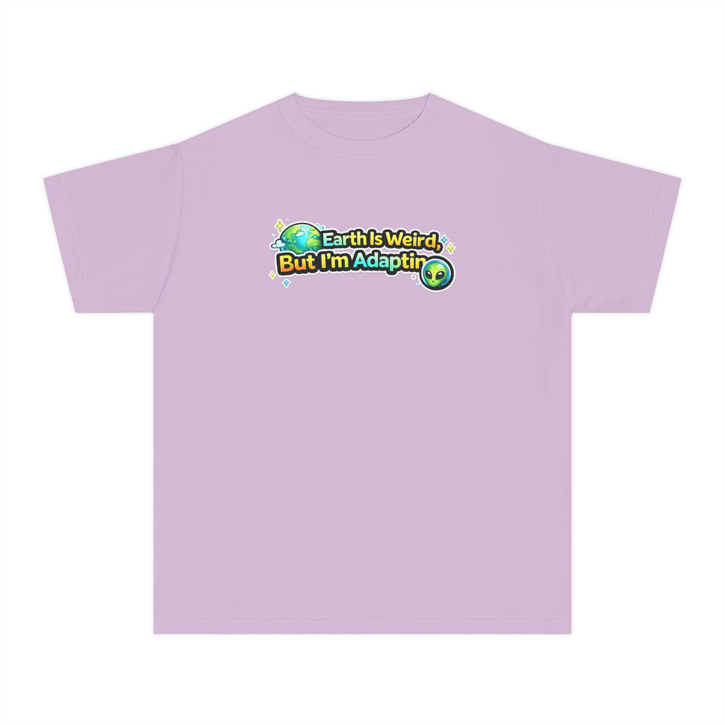 Earth Is Weird But I’m Adapting Youth T-Shirt — Funny Alien Kids Graphic Tee