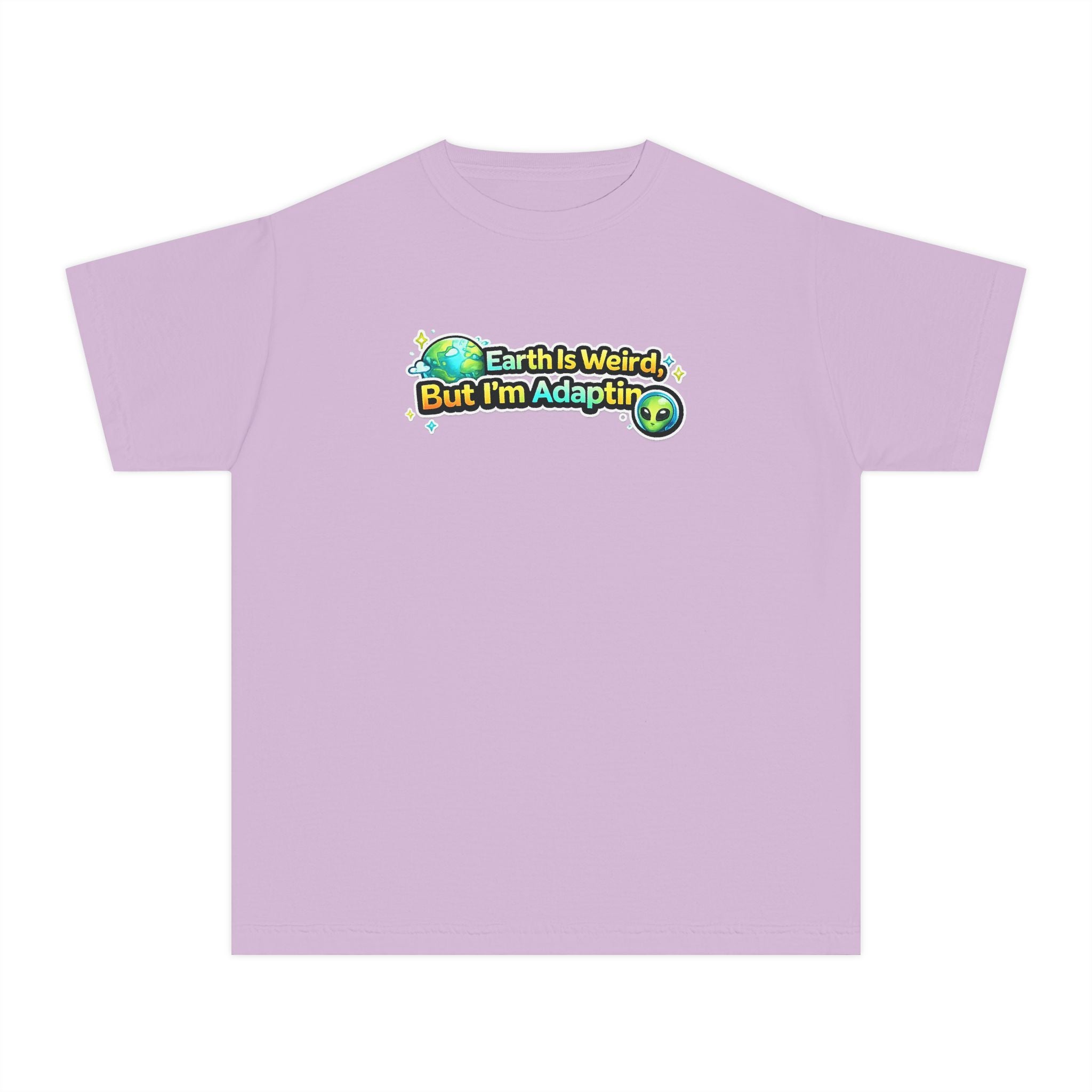 Earth Is Weird But I’m Adapting Youth T-Shirt — Funny Alien Kids Graphic Tee