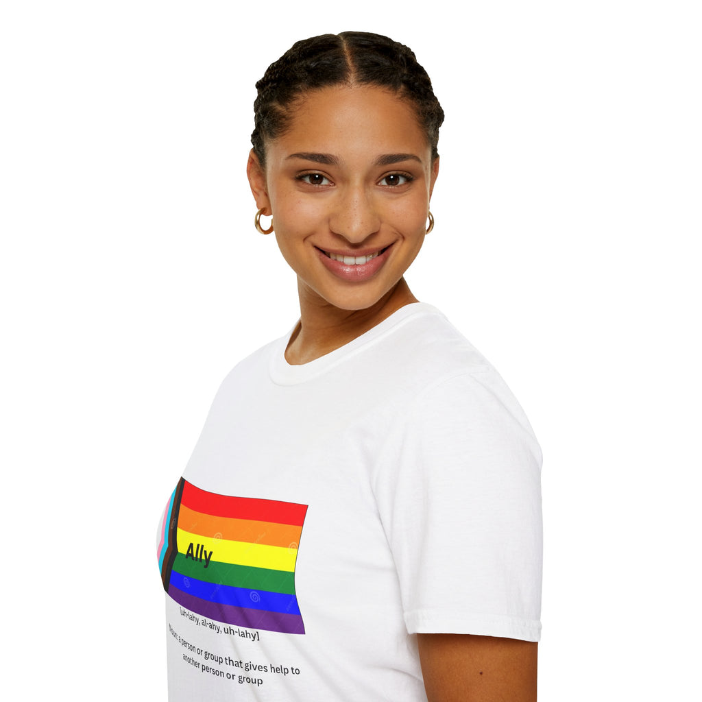 Pride Ally T-Shirt – Colorful LGBTQ+ Ally Graphic Unisex Softstyle Tee - Mutantur Labs LLC
