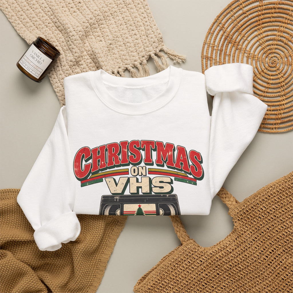 Christmas on VHS Sweatshirt — Retro 80s Vintage Holiday Crewneck
