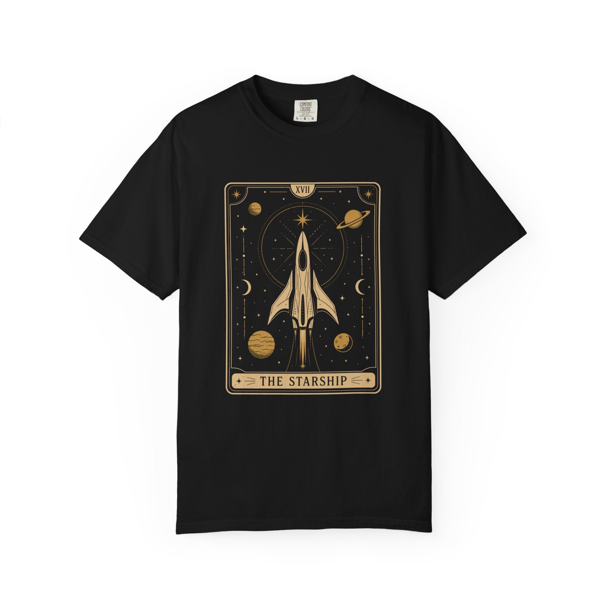 Starship Tarot Graphic T-Shirt — "The Starship" Vintage Space Tee - Mutantur Labs LLC