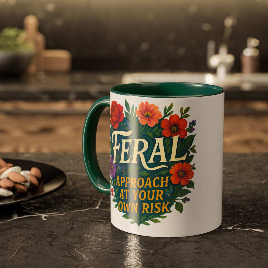 Feral Approach at Your Own Risk Mug — Floral Illustration Ceramic Coffee Cup - Mutantur Labs LLC