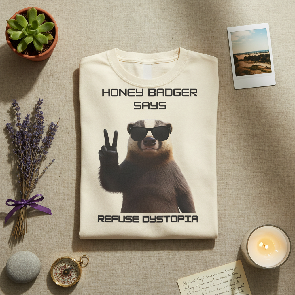 Honey Badger Refuses Dystopia Funny Comfort Colors Tee