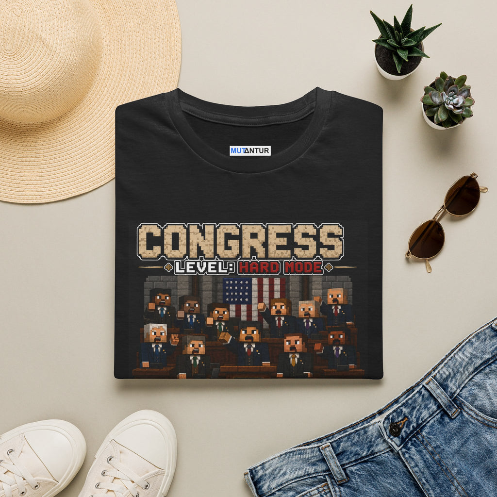 Congress Level: Hard Mode T-Shirt — Retro Pixel Political Game Tee