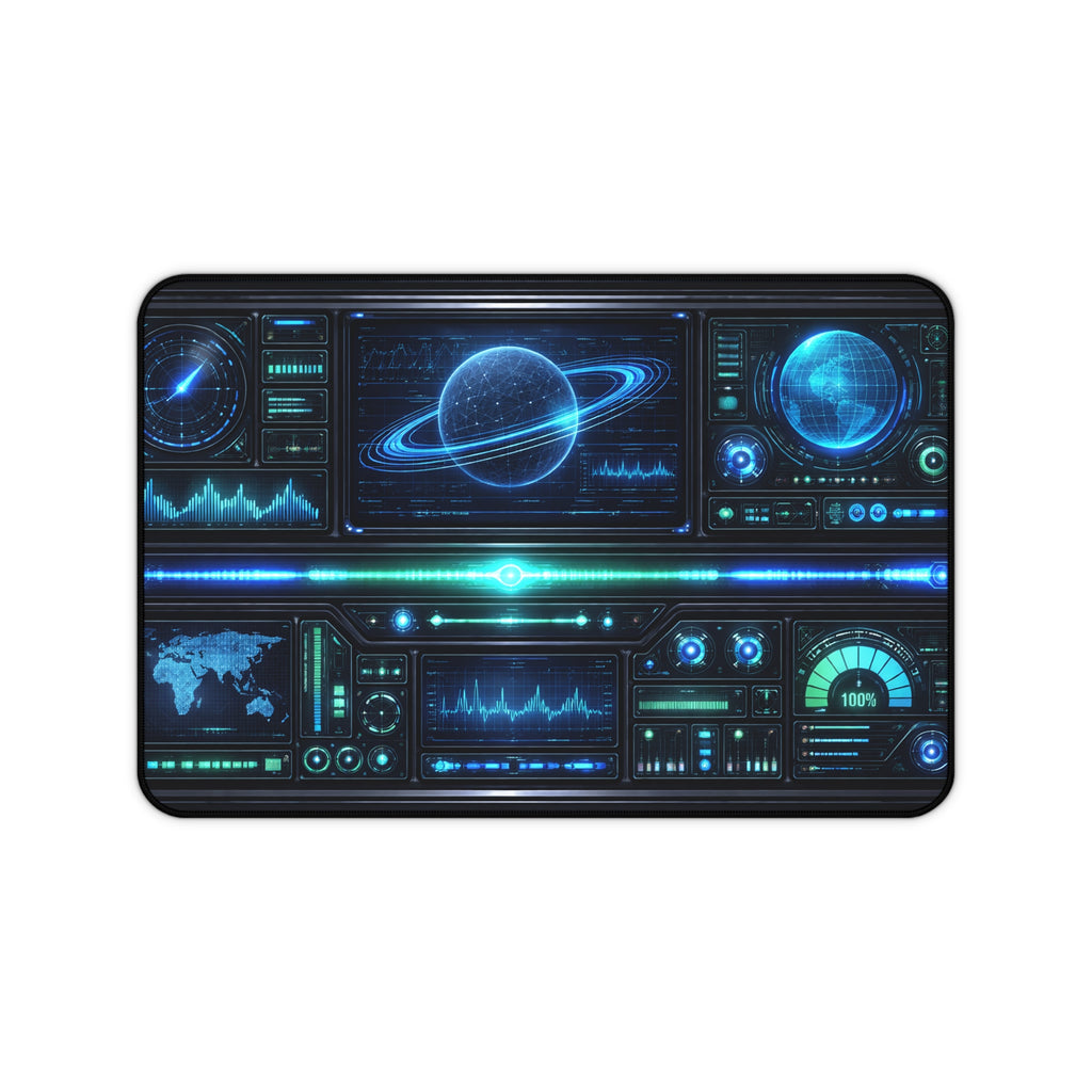 Galactic HUD Desk Mat — Sci‑Fi Space Control Station Mousepad - Mutantur Labs LLC