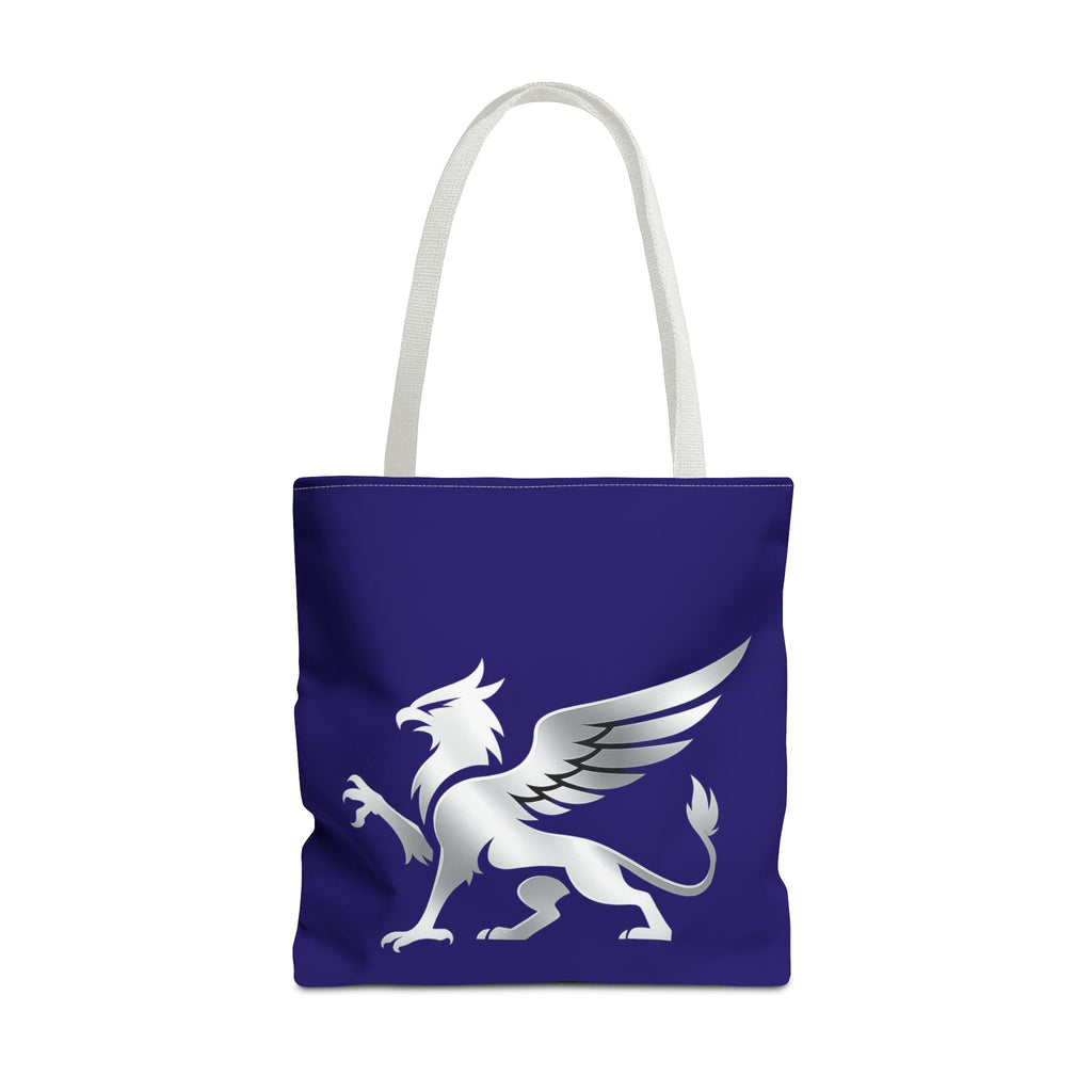 Griffin Tote Bag, blue Mythical Crest Bag, Fantasy Mythology Market Tote - Mutantur Labs LLC