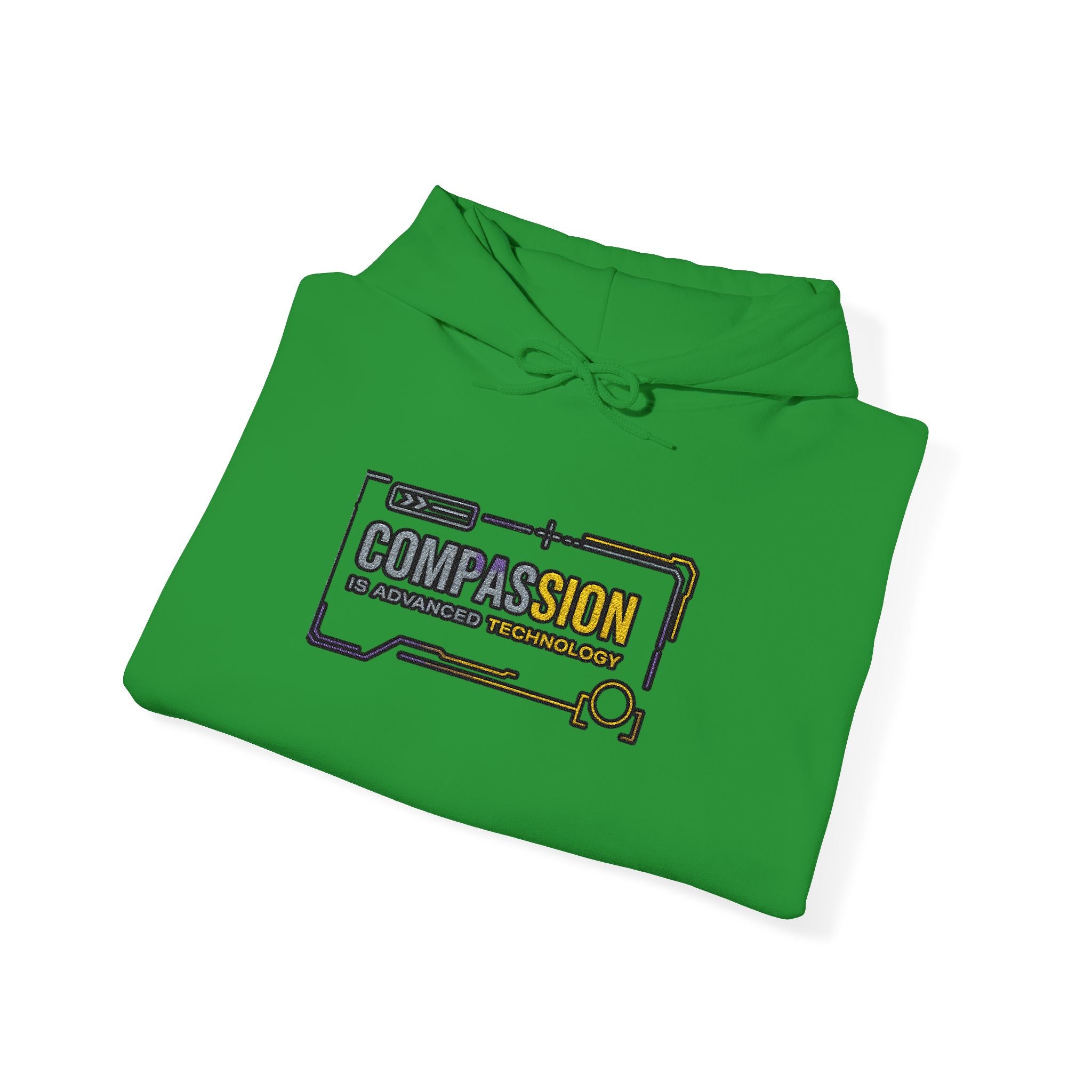 Compassion Is Advanced Technology Hoodie | Embroidered Futurist Pullover - Mutantur Labs LLC