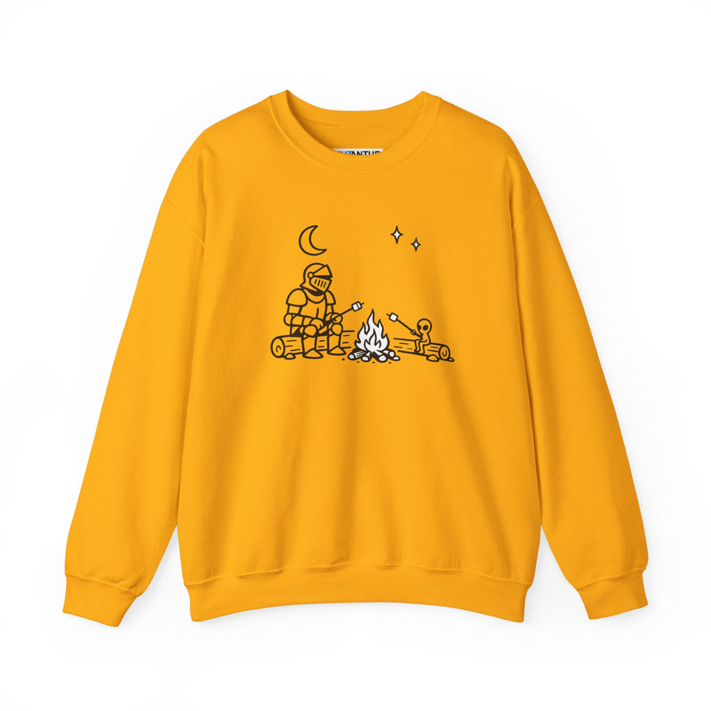 Camping Knight and Alien Crewneck Sweatshirt - Mutantur Labs LLC