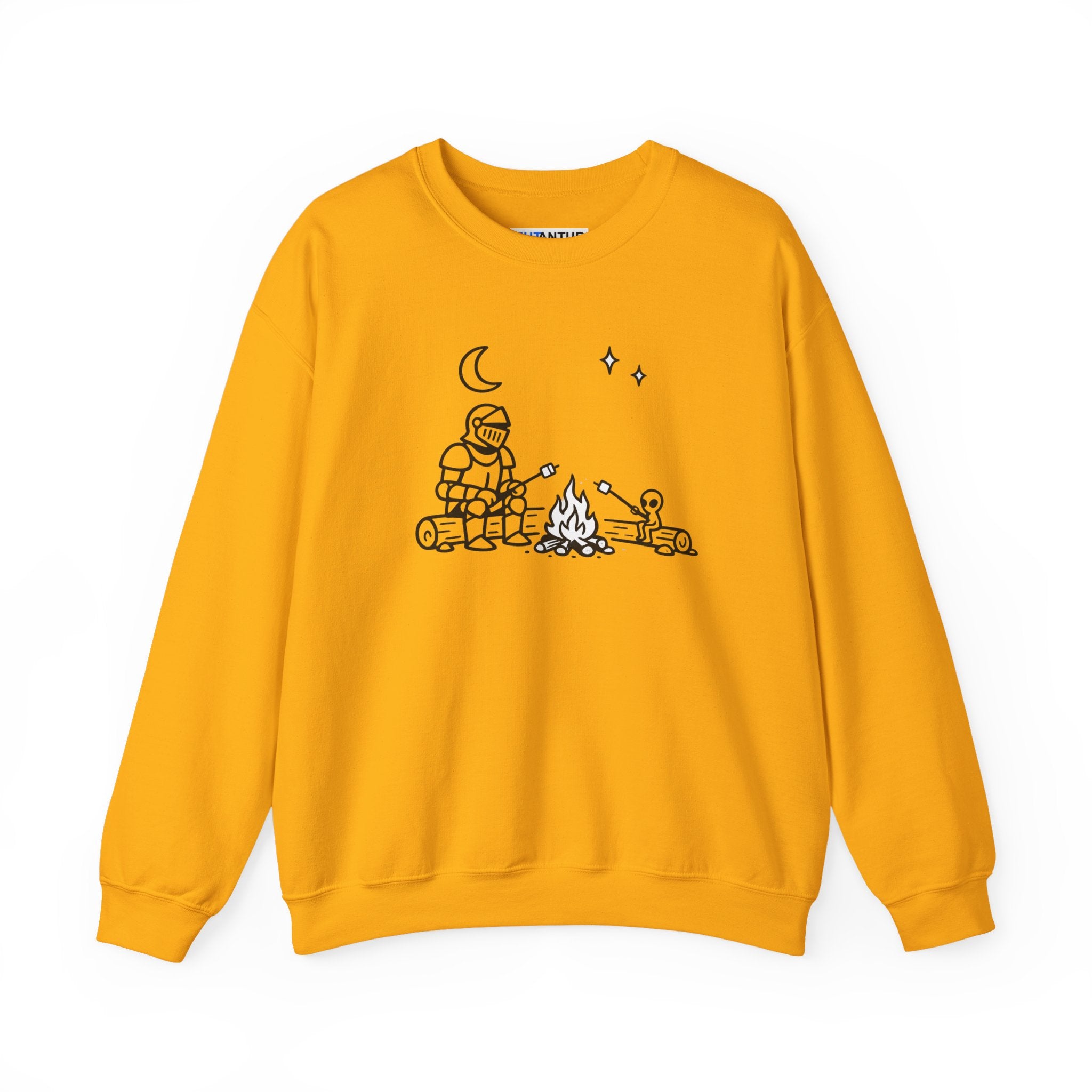 Camping Knight and Alien Crewneck Sweatshirt - Mutantur Labs LLC