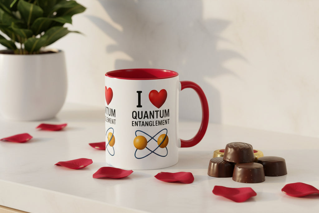 I Love Quantum Entanglement Mug | Funny Science Coffee Cup - Mutantur Labs LLC