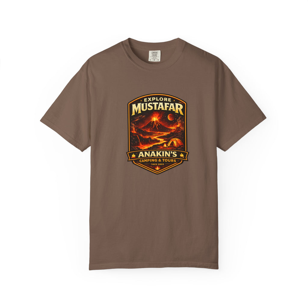 Mustafar Adventure T-Shirt — "Explore Mustafar: Anakin’s Camping & Tours" Graphic Tee - Mutantur Labs LLC