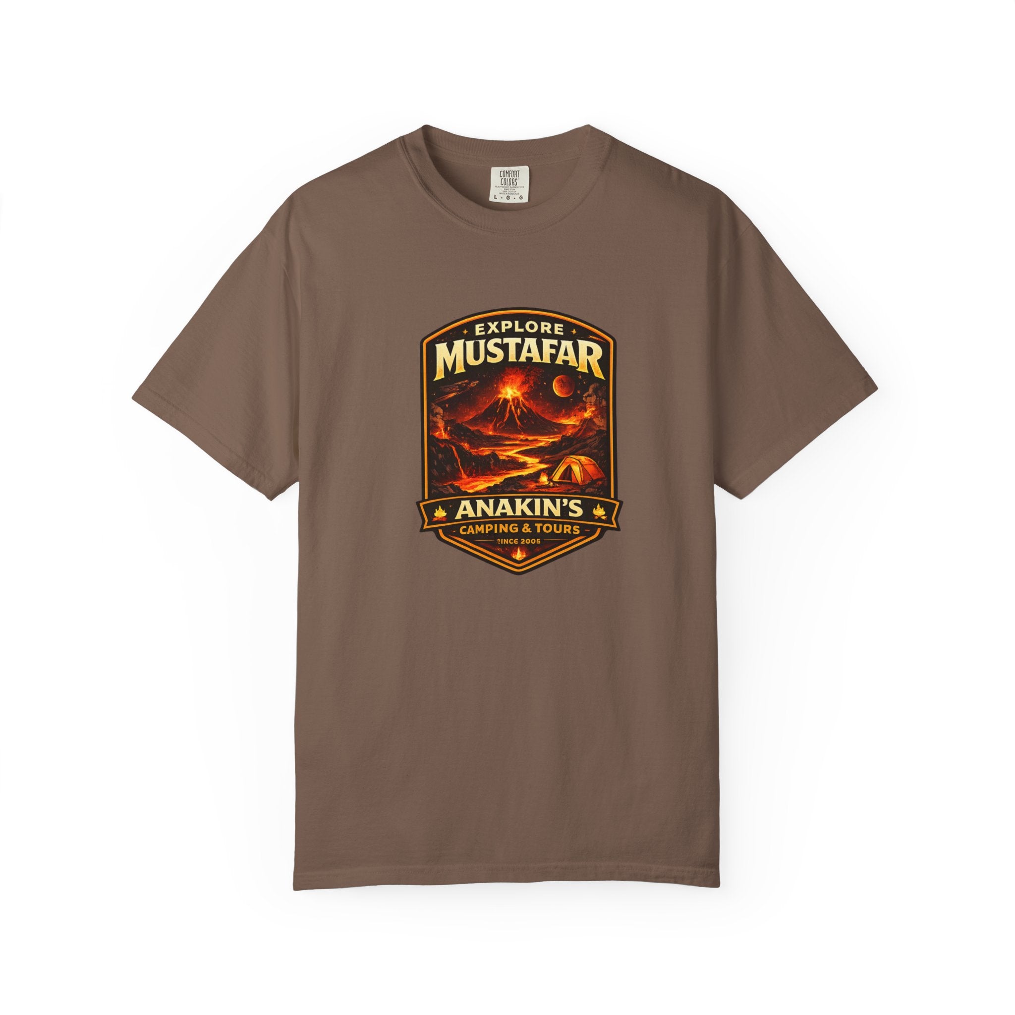 Mustafar Adventure T-Shirt — "Explore Mustafar: Anakin’s Camping & Tours" Graphic Tee - Mutantur Labs LLC