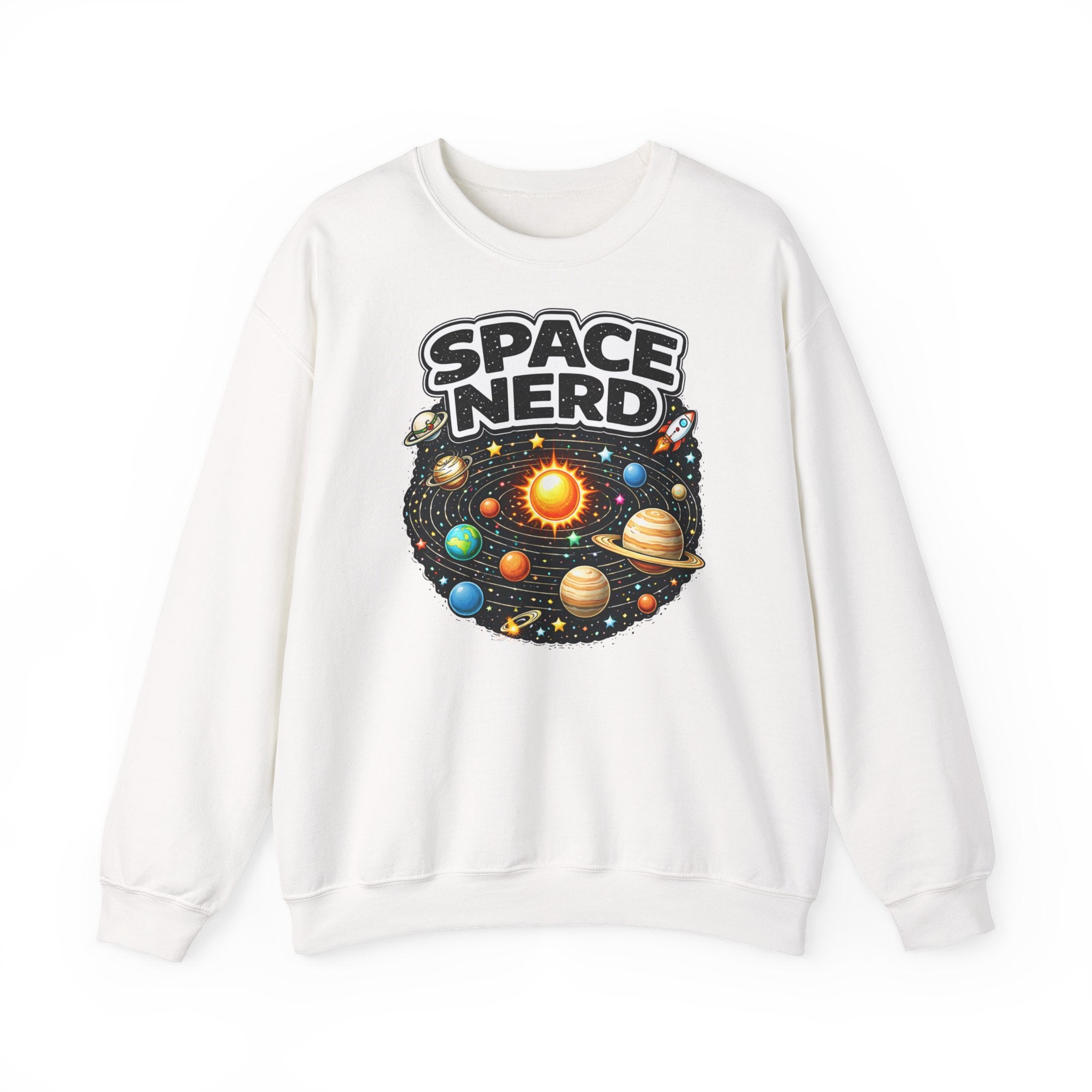 Space Nerd Sweatshirt — Retro Solar System Crewneck for Astronomy Lovers - Mutantur Labs LLC