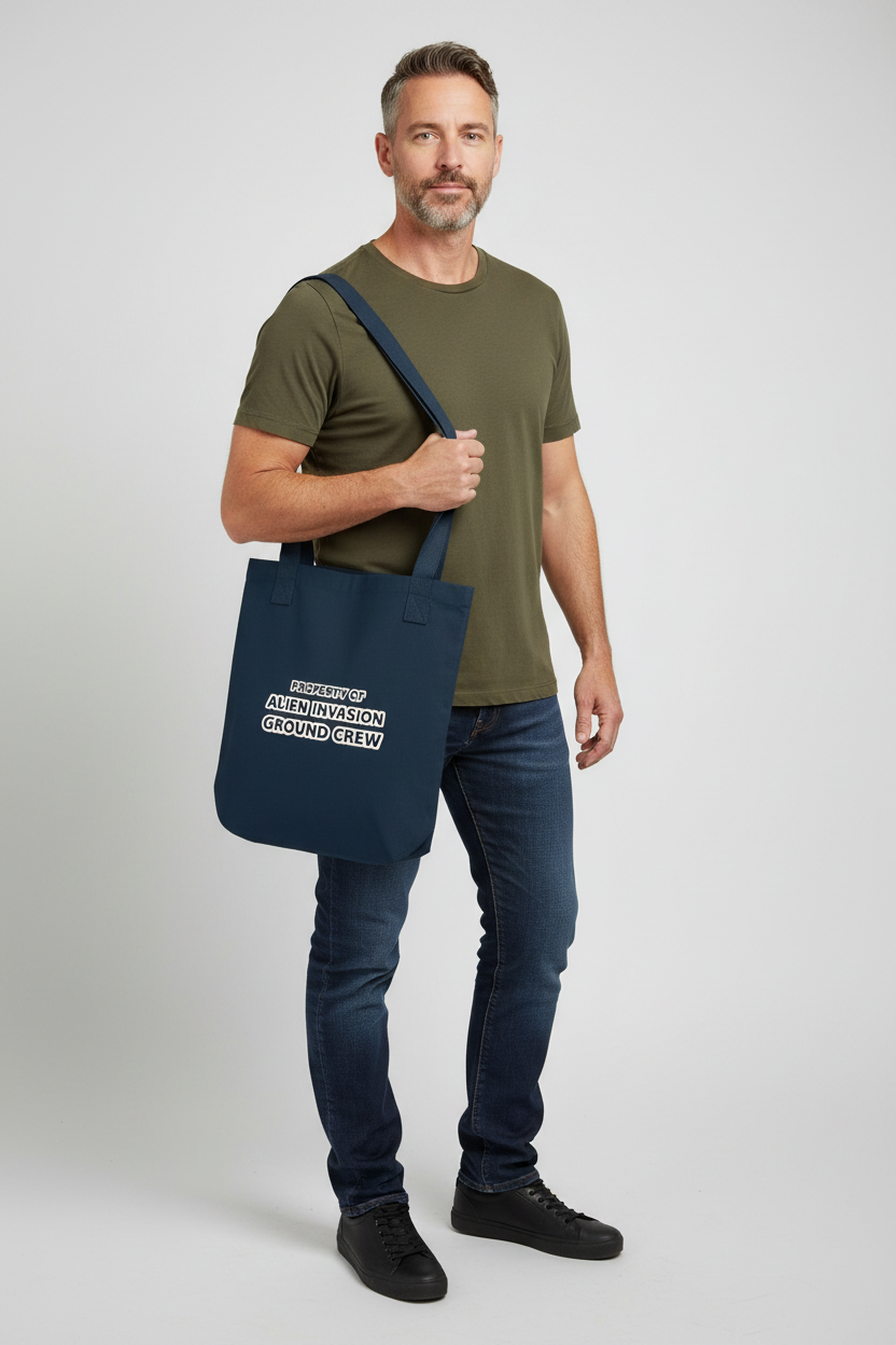 Property of Alien Invasion Ground Crew funny Organic Canvas Tote Bag - Mutantur Labs LLC