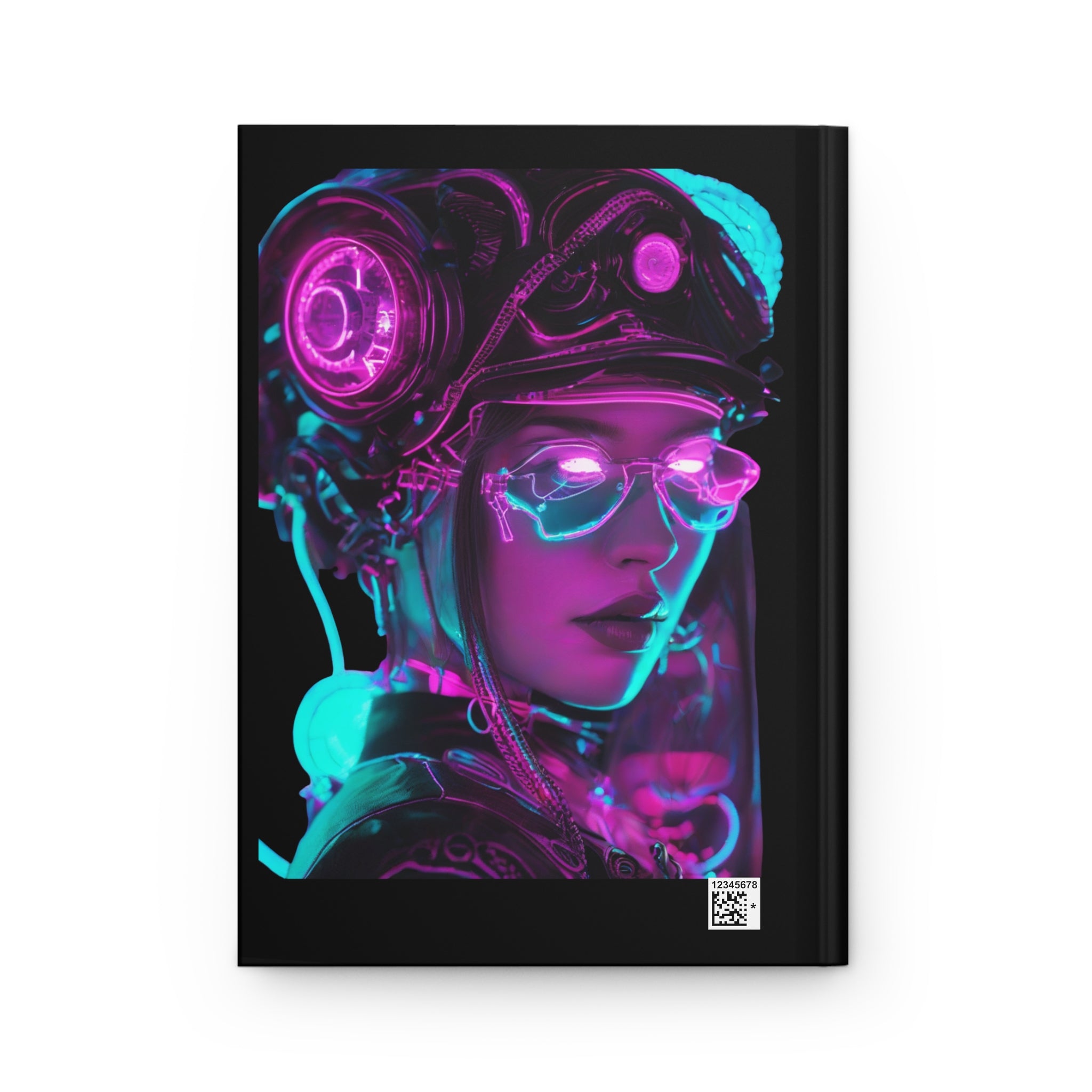 Futuristic Hardcover Journal - Neon Cyberpunk Aesthetic Writing Notebook